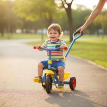Triciclo Infantil Azul com Assento Ajustável e Rodas Antiderrapantes para Crianças até 5 Anos
