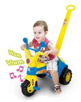 Triciclo Infantil Baby Music com Haste e Som - Azul - Cotiplás