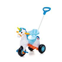 Triciclo Infantil Calesita Fantasy Com Empurrador Azul E Branco