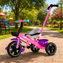 Triciclo Infantil com Cadeirinha e Empurrador - Rosa 25kg Triciclo Infantil com Cadeirinha e Empurrador - Rosa 25kg