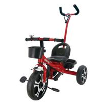 Triciclo Infantil Com Cestinha E Apoiador Vermelho