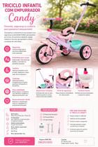 Triciclo Infantil com Empurrador Candy Rosa UNITOYS - Estrutura Resistente e Cinto de Segurança Triciclo Infantil com Empurrador Candy Rosa UNITOYS - Estrutura Resistente e Cinto de Segurança