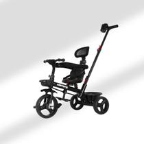 Triciclo Infantil com Empurrador Giratório 360 Comfort Preto com Cinto e Capota - Unitoys