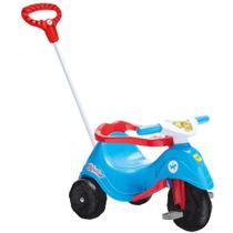 Triciclo Infantil com Empurrador Meninos Lelecita Azul com Vermelho - Calesita