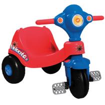 Triciclo Infantil com Empurrador Meninos Velocita Vermelho com Azul - Calesita