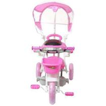 Triciclo Infantil Com Empurrador Pedal E Capo Rosa