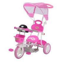 Triciclo Infantil com Empurrador Rosa BW-003R Com Toldo Luzes Música - Importway