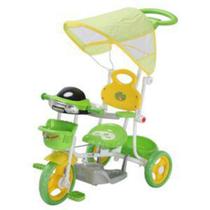 Triciclo Infantil com Empurrador Verde BW-003V Com Toldo Luzes Música - Importway