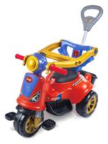 Triciclo Infantil Com Haste E Barra De Proteção Avespa Motoca com Pedal Apoio de Pé e Haste Empurrador Infantil Maral