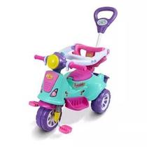 Triciclo Infantil Com Haste E Barra De Proteção Avespa Pink Maral Brinquedos Seg Imports Original