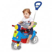 Triciclo Infantil Com Haste E Barra De Proteção Carrinho Passeio Avespa Motoca Colorida