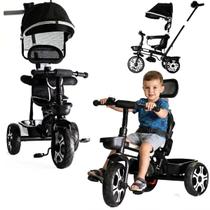 Triciclo Infantil com Haste Empurrador até 50 kg Rodas Passeio Capota Chuva Sol Giratório 2 em 1 Passeio e Pedal Ajustável Multifuncional Triciclo Infantil com Haste Empurrador até 50 kg Rodas Passeio Capota Chuva Sol Giratório 2 em 1 Passeio e Pedal Ajustável Multifuncional