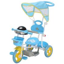 Triciclo Infantil de Passeio com Pedal Haste e Capota Azul - IMPORTWAY