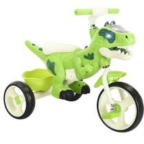 Triciclo Infantil Dinossauro Com Cestinha Som Luz E Dm Toys