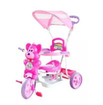 Triciclo Infantil Empurrar Pedal Passeio Criança Luzes Som Urso Rosa - DM TOYS