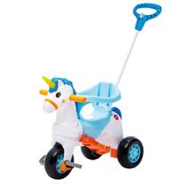 Triciclo Infantil Fantasy Unicórnio Azul com Pedal e Empurrador Calesita - 1002