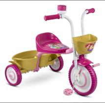 Triciclo Infantil feminino Princesas Até 21Kg com buzina