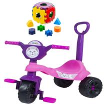 Triciclo Infantil Gatinha Passeio Kendy + Brinquedo Encaixar