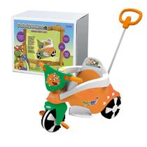 Triciclo Infantil Happy Fofossauros Até 30Kg Empurrador Apoio Pés Suporte para Garrafa Mamadeira Xalingo 0724.6