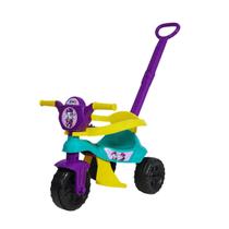 Triciclo Infantil Kemotoka Baby Dog C/ Haste Removível de Empurrar Proteção Lateral Pedal Apoio p/ os Pés Chave que gira Motoca Suporta até 25kg