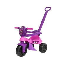 Triciclo Infantil Kemotoka Baby Dog C/ Haste Removível Proteção Lateral Pedal Apoio p/ os Pés Chave que gira Motoca Menino Menina
