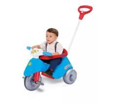 Triciclo Infantil Lelecita Moto Com Empurrador Azul - Calesita