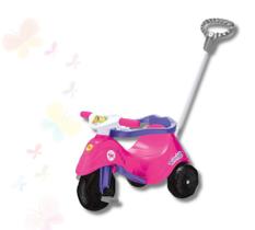 Triciclo Infantil Lelecita Moto Com Empurrador Rosa