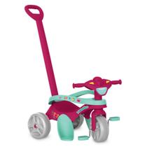 Triciclo infantil meninas mototico rosa 2 em 1 pedal e haste empurrador