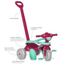 Triciclo Infantil Mototico Rosa com Empurrador - Bandeirante