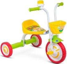 Triciclo Infantil Nathor Branco Verde Amarelo Vermelho