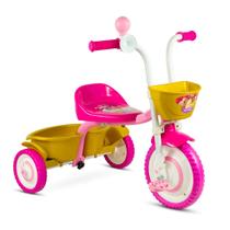 Triciclo Infantil Nathor Menina Disney Princesas com Cesta Rosa