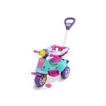 Triciclo Infantil Pedal/Passeio Carrinho Motoca C Empurrador Menino Menina Porta Objetos Interno Rosa Colorido Suporta até 25kg - Maral Brinquedos