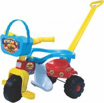 Triciclo Infantil Pic Nic Azul Magic Toys com aro Protetor e Empurrador