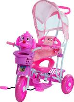 Triciclo Infantil Rosa Com capota 2 em 1 Vira Gango