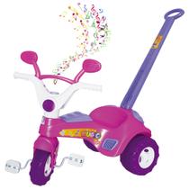Triciclo Infantil Rosa, Velotrol Com Som e Haste - Cotiplás