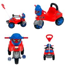Triciclo Infantil Spider C/ Haste Guia Pedal Encosto Menino