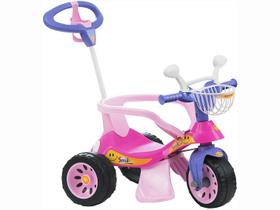 Triciclo infantil super cross rosa com barra de segurança