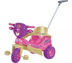 Triciclo Infantil Velotoys Rosa com Porta Celular e Capacete Aro Haste Direcionavel