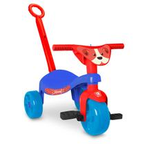 Triciclo Infantil Velotrol Cachorro Dog Velocípede Tchuco P/ Criança C/ Hastes Vermelho e Azul