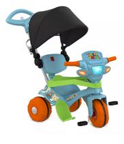Triciclo infantil velotrol de capota passeio haste Sonoro Freio Reclivavel azul masculino