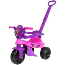 Triciclo Infantil Velotrol Menina Com Haste Empurrador Velocípede Motoca Rosa Brinquedos Kendy - Kendy