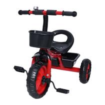 Triciclo Infantil Vermelho c/ Cestinha e Buzina Zippy Toys Brinquedo Divertido para Criança Passeios Diversão
