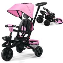 Triciclo Kinder King Kids 7 em 1 dobrável com alça rosa