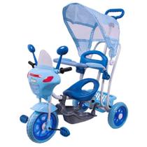 Triciclo Moto com Capota Azul 2 Em 1 Passeio e Pedal Belfix