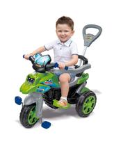 Triciclo Moto Infantil Andador Com Empurrador Direcionável Verde Trail Maral ate 30kg a partir de 12 meses