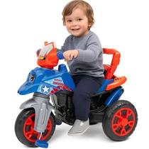 Triciclo Moto Trail de Passeio Infantil America com Haste Empurrador Maral