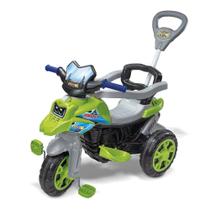 Triciclo Moto Trail Infantil 2 em 1 com Pedal e Empurrador Verde - Maral