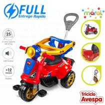 Triciclo Motoca Avespa Haste Empurrar Segurança Spider Suporta até 25 Kg Vermelha