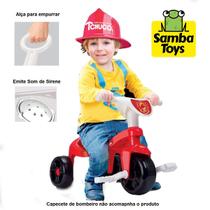 Triciclo Motoca Bombeiro Com Som e Haste - Samba Toys
