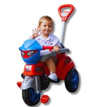 Triciclo Motoca Homem Aranha Menino Bebê Empurrador e Pedal